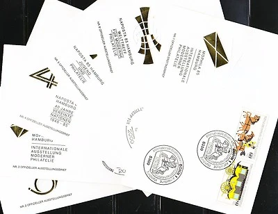 Germany 1985 set of 6 FDC covers Mi 1255-1256 Sc B635-B636 pair MOPHILA Gold set - Image 1 of 4