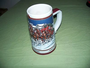 Budweiser Collector's Series 3D 6,5 pulgadas Stein Vintage 1989 Noche de Invierno - Imagen 1 de 3