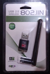 300Mbps Portable Wireless USB Wi-Fi Network Adapter w/Antenna 802.11N-BRAND NEW - Picture 1 of 4