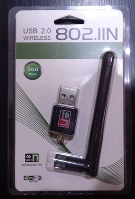 300Mbps Portable Wireless USB Wi-Fi Network Adapter w/Antenna 802.11N-BRAND NEW - Image 1 of 4