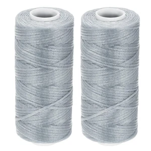 Pelle Cucito Fili 55 Iarde 150D/1mm Cerato Corda (Argento Tono 2pz) - Foto 1 di 6