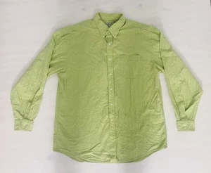 L.L. Bean Button Down Long-sleeve Shirt Size Large Reg Green Striped 100% Cotton - Picture 1 of 7