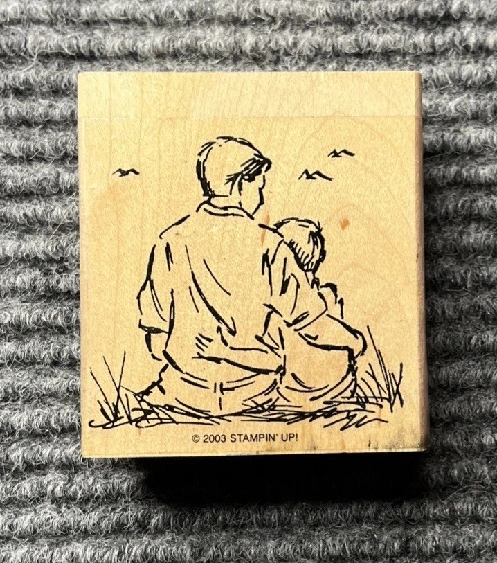 Sello de goma de padre e hijo de Stampin Up conjunto de bocetos junto al mar - Día en la playa Foto 1 de 4