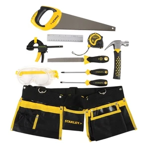 Red Toolbox Kid's Stanley 10-Piece Tool Set with Tool Belt - Picture 1 of 3