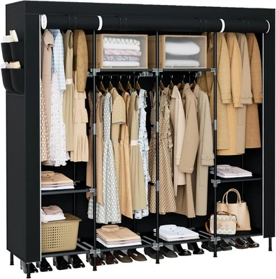 Portable Closet, 66.9 Inch Large Capacity 66.9L x 17.7W x 70.9H, Black  - Image 1 of 4