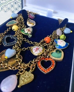 Multi Strand & Heart Charm Statement Necklace/Choker - Picture 1 of 10
