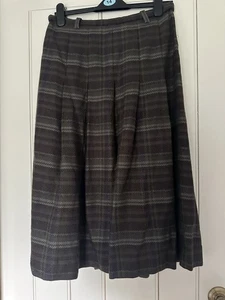 Vintage Ladies Brown/ Green Tweed Pleated Wool Brendella Irish Skirt, Size 12/14 - Picture 1 of 14