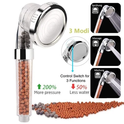 Duschbraus Duschkopf-Badezimmer Hoch Turbo Druck Kraftvoll Wassersparend Filter - Bild 1 von 4