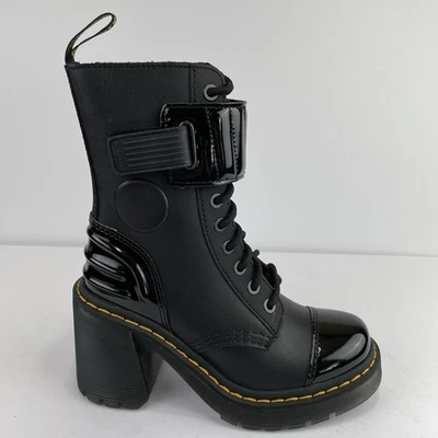 Botas de tacón Dr. Martens Gaya Chelsea correa charol negro Sendal cuero para mujer 5 Foto 1 de 4