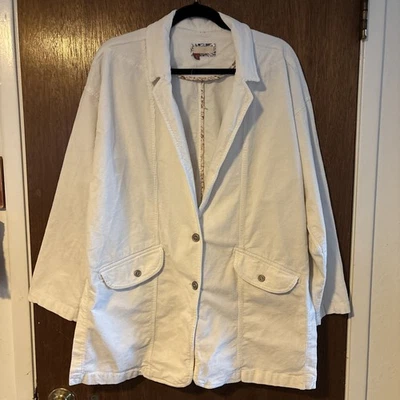 Anthropologie Pilcro Washed Corduroy Oversized Blazer Ivory Cream sz S Pockets - Image 1 of 4