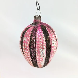 Vtg Bumpy Glass Nut Shaped Ornament Japan Or Germany Pink Dark Gold Mica 2.5" - Picture 1 of 7