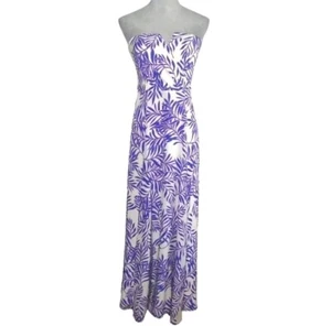 Yumi Kim Silk Maxi Dress Womens Size S Strapless Tropical Feminine Resortwear - Picture 1 of 8