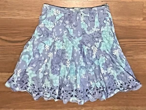 Lilly Pulitzer Vintage Girls EUC 7 Blue Safari Chow Wagon Lace Scalloped Skirt - Picture 1 of 1