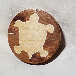 Vtg Mohawk John Lefebvre Wooden Inlay Turtle Pin - Picture 1 of 6