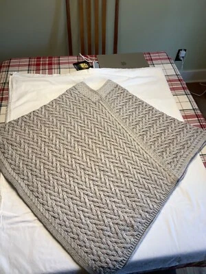 Poncho Suéter Aran Crafts Para Mujer Grande XS/S Lt Gris Lana Merino Tejido Celta Foto 1 de 4