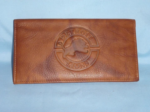 DETROIT LIONS   Leather Checkbook   NEW   brown Cover