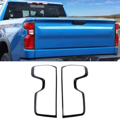 Black Taillight Tail Lamp Cover Trim Frame For Chevrolet Silverado 1500 2019-25 - Image 1 of 4