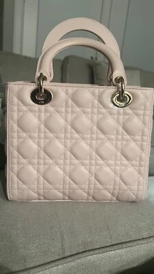 $3,200 MEDIUM Lady Dior Powder Pink Lambskin Pale Gold HW - Image 1 of 4