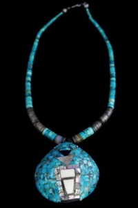 Circa 1970’s Santo Domingo Inlay Shell Necklace - Picture 1 of 6