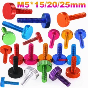 M5*15/20/25mm Flat Head Knurled Thumb Screw Aluminum Hand Tighten Grip Knob Bolt - Picture 1 of 18