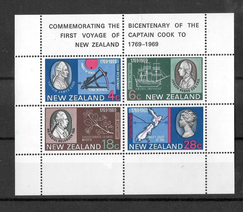 New Zealand 1969 Captain Cook bicentenary Minisheet LMM (in margin) (N132) - Image 1 of 1