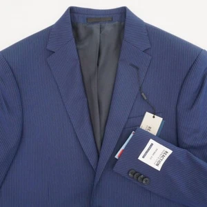 Kenneth Cole Reaction Mens Blazer Jacket Blue Pin Striped Polyester 38S Skinny - Picture 1 of 11