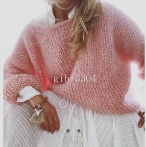 Suéter de gran tamaño para mujer Pullover de color suave tejido con cable manga larga grueso Prendas para el torso - Imagen 1 de 21