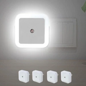 4 Pcs Plug-in LED Night Lights Lamp Dusk to Dawn Sensor Hallway Kitchen Bathroom - Picture 1 of 8