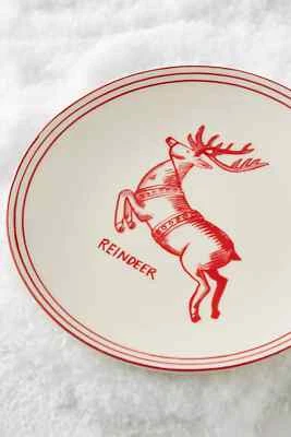 Anthropologie Plate MOLLY HATCH Side HOLIDAY ICON Canape 5" REINDEER Red NWT - Image 1 of 4