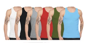 1&3 & 6 PK MENS VEST SLEEVELESS 100% COTTON SUMMER TANK TOP GYM PACK PLAIN S-3XL - Picture 1 of 22