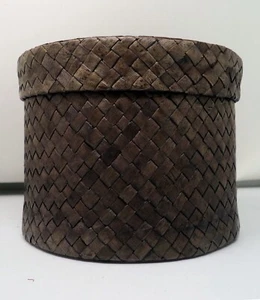 Dark Brown 5" Lidded Basket - Picture 1 of 3