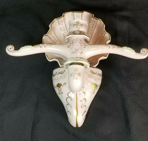 Vintage Pink Candle Wall Sconce Art Pottery Ceramic European Cottagecore French Cover