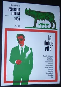 LA DOLCE VITA / Cuban Screen-print Art Poster for FELLINI Movie Festival in CUBA - Picture 1 of 5