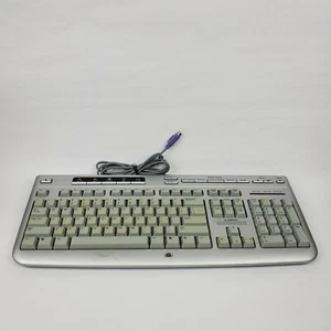 HP 5187-7583 Keyboard Silver Multimedia with Media Player Controls Wired PS/2 - Picture 1 of 8