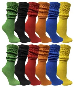 Womens Cotton Slouch Socks, Womans Knee High Boot Socks (Assorted, 12 Pack) - Picture 1 of 6