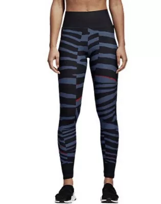 adidas Stella McCartney Women's XS Black Miracle Blue High Rise Leggings $150 - Image 1 of 4