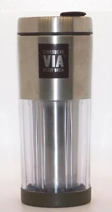 Starbucks 2009 Via Instant Coffee Glass Stainless Steel Storage Tumbler Mug 10 - Picture 1 of 4