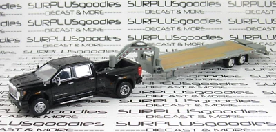 Greenlight Black 2022 GMC SIERRA 3500 DENALI Dually Pickup w/Gooseneck Trailer G - Image 1 of 4