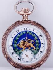 Antique Gilt Silver Pocket Watch Fancy Enamel Dial for Oriental Market