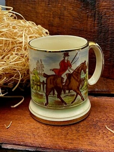 Vintage Arthur Wood Porcelain Horse riding tankard /mug Gilded - Picture 1 of 6