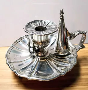 English Sterling Chamberstick with Match Holder, Robert Garrard II, 1827, 471 g - Picture 1 of 9