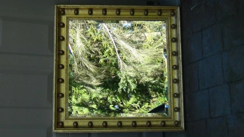 ANTIQUE ITALIAN SQUARE WOOD CARVED GILT ORNATE FRAME BEVELED GLASS MIRROR 26" x2 Cover
