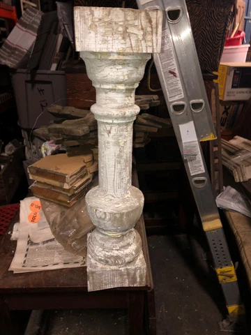 c1880 porch baluster spindle big beefy size 23.5” h x 5.75” square chippy paint Cover