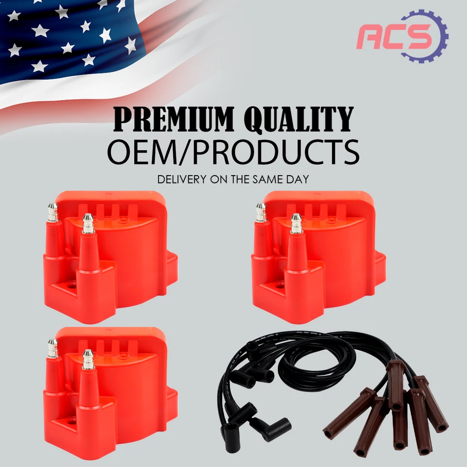 3X OEM High Performance Ignition Coil & WiresSet For Chevy Buick Oldsmobile DR39 - Image 1 of 4