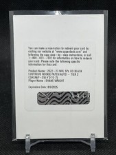2022-23 Upper Deck SPx SHANE WRIGHT Black Lustrous RC Patch Auto Redemption /75