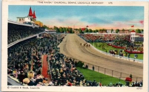 THE FINISH Churchill Downs Racetrack LOUISVILLE, Kentucky horse racing Postcard - Picture 1 of 2