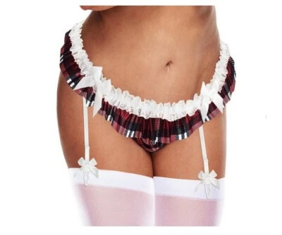 Falda liga colegiala sin entrepierna panty vino a cuadros XL por Teachers Pet Foto 1 de 2