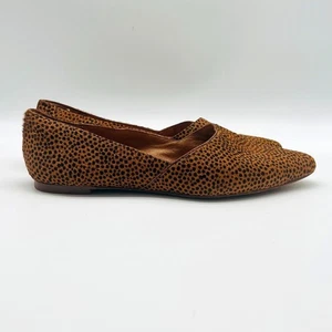 Madewell Shoes Womens 6.5 Brown Loafers Calf Hair Flats Animal Print Casual - Picture 1 of 10