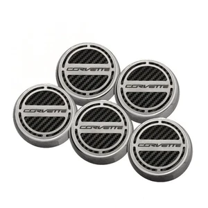 Corvette' Cap Covers Orange CF Inlay for 2014-19 Corvette Z06 Automatic [Chrome] - Picture 1 of 6