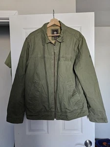 Timberland Jacket Men’s L Green Heavy Workwear Coat Cotton Collar Full Zip - Picture 1 of 7